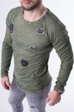 Efektowna bluzka z eleganckim wykończeniem rękawów w kolorze khaki