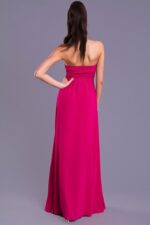 Elegancka sukienka z gumką podkreślającą talię w kolorze fuksji - obrazek 3