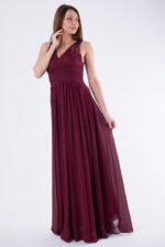 Delikatna sukienka o eleganckiej linii w kolorze oberżyny - obrazek 3