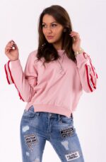 Delikatna bluza z praktycznymi kieszeniami w kolorze pudrowym różu